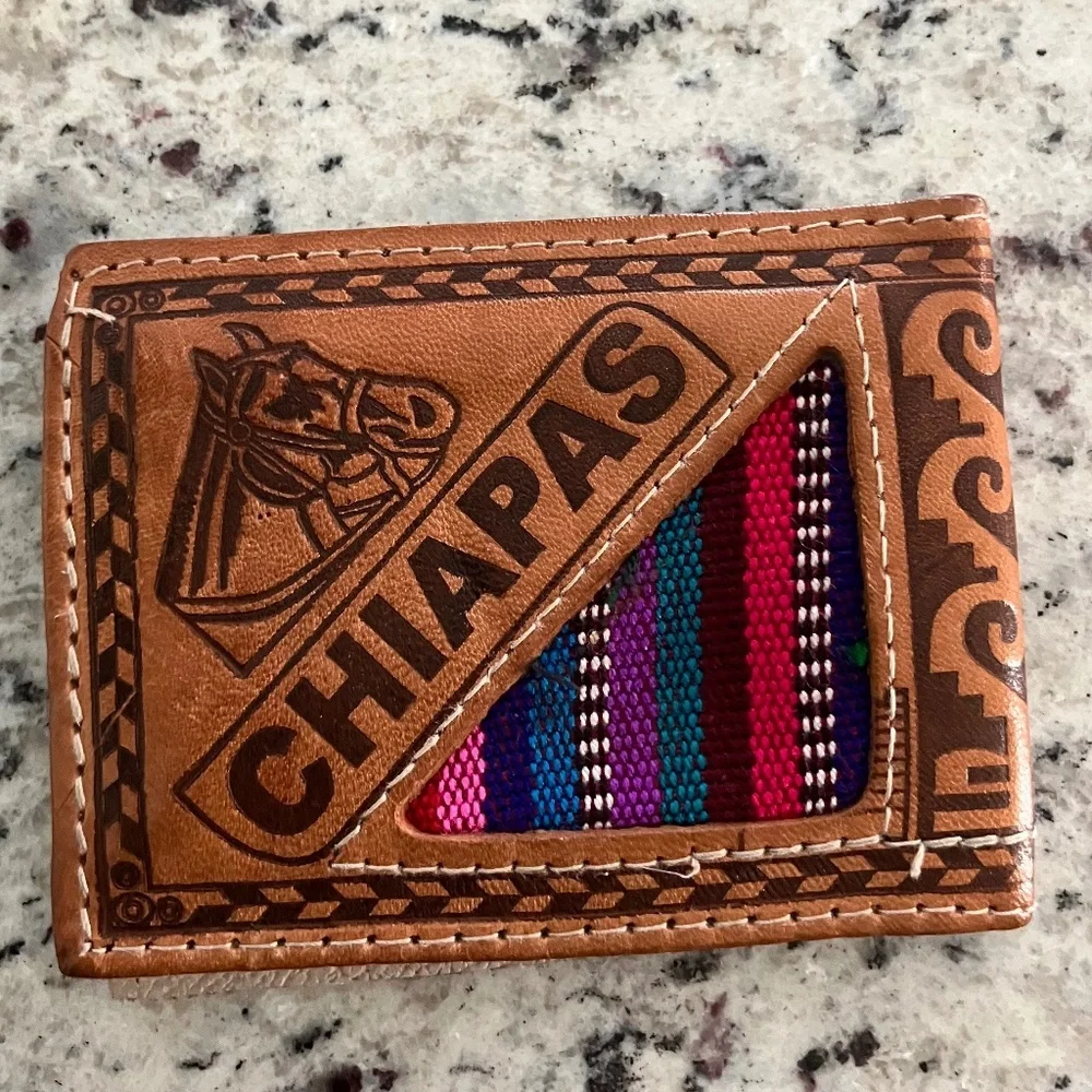 Like New Leather Wallet Handcrafted Horse w/Word 